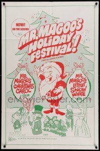 9p590 MR. MAGOO'S CHRISTMAS CAROL/MR. MAGOO'S LITTLE SNOW WHITE 1sh '70 red/green cartoon artwork!