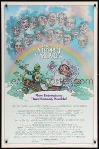 9p593 MUPPET MOVIE 1sh '79 Jim Henson, Drew Struzan art of Kermit the Frog & Miss Piggy on boat!