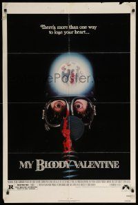 9p596 MY BLOODY VALENTINE 1sh '81 bloody gas mask, there's more than one way to lose your heart!