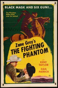 9p601 MYSTERIOUS RIDER 1sh R52 cool cowboy western art of Phantom riding his horse, Zane Grey!