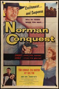 9p620 NORMAN CONQUEST 1sh '53 Tom Conway, conquest was his name, danger was his game!