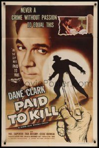 9p641 PAID TO KILL 1sh '54 Dane Clark is the guy who paid to kill himself, cool image!