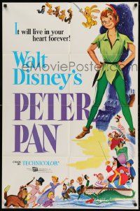 9p649 PETER PAN 1sh R76 Walt Disney animated cartoon fantasy classic, great full-length art!