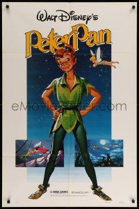 9p650 PETER PAN 1sh R82 Walt Disney animated cartoon fantasy classic, great full-length art!