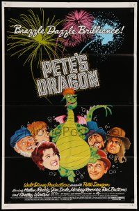 9p651 PETE'S DRAGON 1sh '77 Walt Disney animation/live action, colorful art of Elliott!