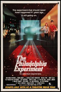 9p653 PHILADELPHIA EXPERIMENT advance 1sh '84 John Carpenter, Michael Pare, cool sci-fi artwork!