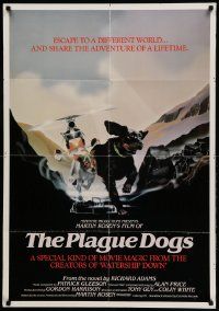 9p655 PLAGUE DOGS 1sh '83 Martin Rosen canine cartoon, John Hurt, Patrick Stewart!