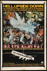 9p661 POSEIDON ADVENTURE int'l 1sh '72 art of Hackman & Stella Stevens escaping by Mort Kunstler!