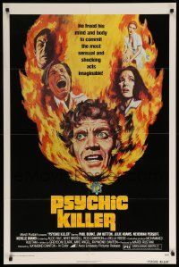 9p674 PSYCHIC KILLER 1sh '75 he freed his mind & body to commit the most sensual & shocking acts!