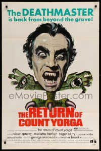 9p699 RETURN OF COUNT YORGA 1sh '71 Robert Quarry, AIP vampires, wild monster art!
