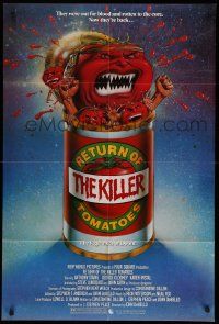 9p700 RETURN OF THE KILLER TOMATOES 1sh '88 Darrow art, they were out for blood & now they're back