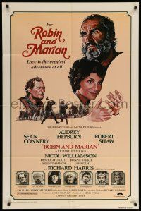 9p711 ROBIN & MARIAN 1sh '76 art of Sean Connery & Audrey Hepburn by Drew Struzan!