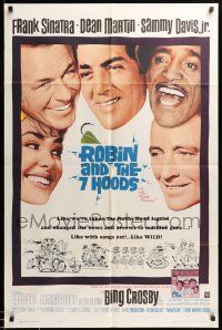 9p712 ROBIN & THE 7 HOODS 1sh '64 Frank Sinatra, Dean Martin, Sammy Davis, Bing Crosby, Rat Pack!