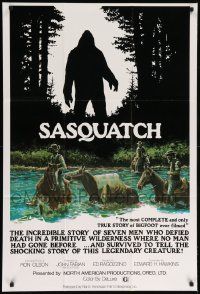 9p730 SASQUATCH 1sh '78 cool art of men searching for Bigfoot in the woods by Marv Boggs!