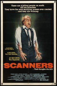 9p737 SCANNERS 1sh '81 David Cronenberg, in 20 seconds your head explodes, sci-fi art by Joann!