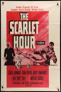 9p740 SCARLET HOUR 1sh '56 Michael Curtiz directed, sexy Carol Ohmart showing her leg, Tom Tryon!