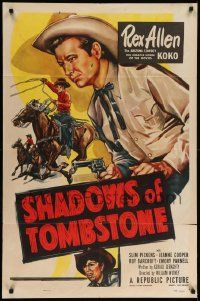 9p769 SHADOWS OF TOMBSTONE 1sh '53 artwork of Arizona cowboy Rex Allen!