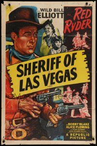 9p777 SHERIFF OF LAS VEGAS 1sh R49 Wild Bill Elliot as Red Ryder & Blake as Little Beaver!