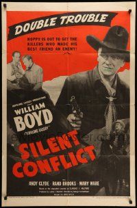 9p782 SILENT CONFLICT 1sh '48 William Boyd as Hopalong Cassidy is out to get the killers!