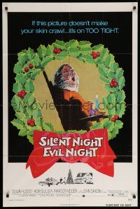 9p784 SILENT NIGHT EVIL NIGHT 1sh '75 Robert Tanenbaum horror art, it will make your skin crawl!