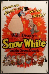 9p799 SNOW WHITE & THE SEVEN DWARFS 1sh R58 Walt Disney animated cartoon fantasy classic!