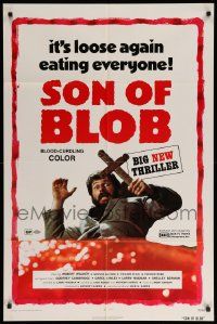 9p806 SON OF BLOB 1sh '72 it's loose again eating everyone, wacky horror sequel!