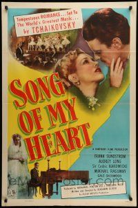 9p807 SONG OF MY HEART 1sh '48 romantic biography of Russian composer Tchaikovsky!