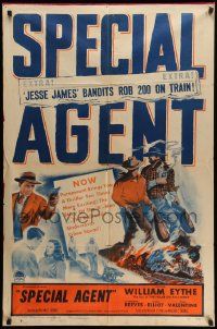9p814 SPECIAL AGENT 1sh '49 detective William Eythe must stop train robber George Reeves!