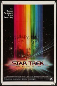 9p821 STAR TREK 1sh '79 cool art of Shatner, Nimoy, Khambatta and Enterprise by Bob Peak!