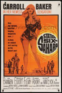 9p825 STATION SIX-SAHARA 1sh '64 super sexy Carroll Baker in the hot motion picture!