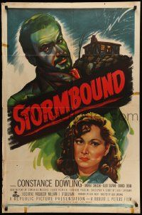 9p831 STORMBOUND 1sh '51 art of reporter Constance Dowling & scary outlaw Andrea Checchi!