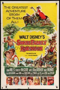 9p850 SWISS FAMILY ROBINSON style A 1sh '60 John Mills, Walt Disney family fantasy classic!