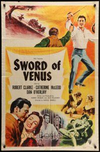9p852 SWORD OF VENUS style A 1sh '53 Robert Clarke as the Son of Monte Cristo, getting revenge!
