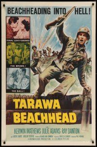 9p860 TARAWA BEACHHEAD 1sh '58 Kerwin Mathews battles for inches of Hell in WWII!