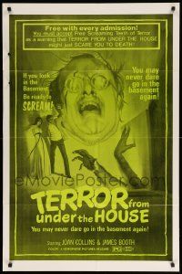 9p872 TERROR FROM UNDER THE HOUSE 1sh '76 if you look in the basement, be ready to SCREAM!