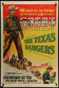 9p877 TEXAS RANGERS 1sh '51 full-length art of cowboy lawman George Montgomery!