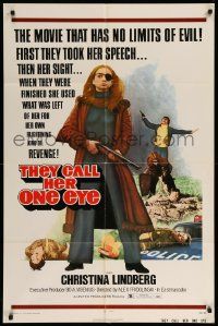 9p882 THEY CALL HER ONE EYE 1sh '74 wild cult classic, Christina Lindberg in the title role!