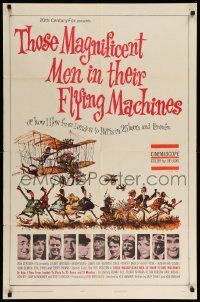 9p887 THOSE MAGNIFICENT MEN IN THEIR FLYING MACHINES 1sh '65 great Searle art of early airplane!