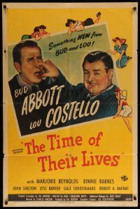 9p898 TIME OF THEIR LIVES 1sh '46 wacky image of Bud Abbott & Lou Costello & art of sexy girls!