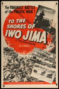 9p902 TO THE SHORES OF IWO JIMA 1sh '45 WWII Pacific theater documentary, battle art & images!