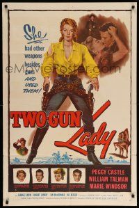 9p932 TWO-GUN LADY 1sh '55 Peggie Castle had other weapons besides guns, and she used them!