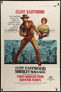 9p931 TWO MULES FOR SISTER SARA 1sh '70 art of gunslinger Clint Eastwood & Shirley MacLaine!