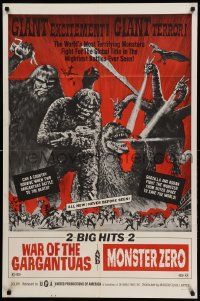 9p949 WAR OF THE GARGANTUAS/GODZILLA VS. MONSTER ZERO 1sh '66 great c/u monster images!