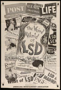 9p950 WEIRD WORLD OF LSD 25x37 1sh '67 Robert Ground, sensational shocker, drugs, article design!