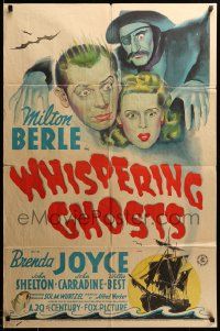 9p963 WHISPERING GHOSTS 1sh '42 Milton Berle, Brenda Joyce, cool horror artwork!