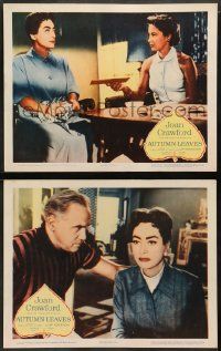 9r858 AUTUMN LEAVES 2 LCs '56 lonely Joan Crawford, Lorne Greene, Vera Miles!