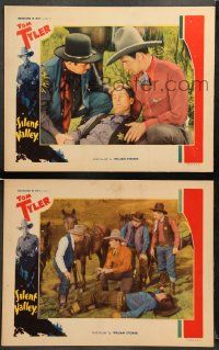 9r980 SILENT VALLEY 2 LCs '35 great images of western cowboy Tom Tyler, Al Bridge, Charles King!