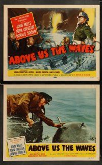 9r028 ABOVE US THE WAVES 8 LCs '56 John Mills & English WWII sailors in ship sunk by submarine!