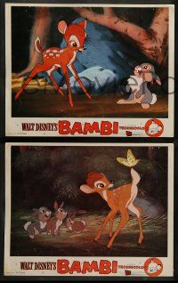 9r076 BAMBI 8 LCs R57 Walt Disney cartoon deer classic, great scenes with Thumper & Flower!
