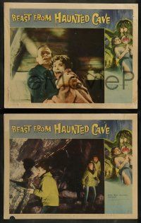 9r523 BEAST FROM HAUNTED CAVE 7 LCs '59 Roger Corman, uncensored art of monster with victim!